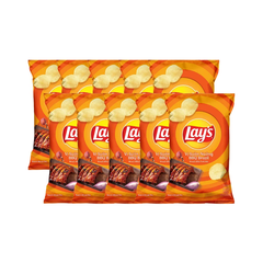 Lốc 10 gói snack khoai tây Lay's vị sườn nướng BBQ Brazil 32g