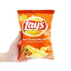 Lốc 10 gói snack khoai tây Lay's vị sườn nướng BBQ Brazil 32g