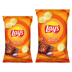 Lốc 10 gói snack khoai tây Lay's vị sườn nướng BBQ Brazil 32g