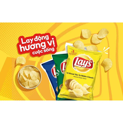 Lốc 10 gói snack khoai tây Lay's vị tự nhiên 90g