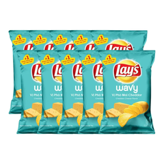 Lốc 10 gói snack khoai tây Lay's Wavy vị phô mai Cheddar 54g
