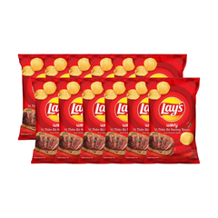 Lốc 10 gói snack khoai tây Lay's Wavy vị thăn bò nướng Texas 32g