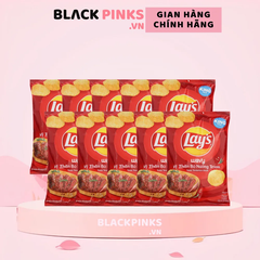 Lốc 10 gói snack khoai tây Lay's Wavy vị thăn bò nướng Texas 54g