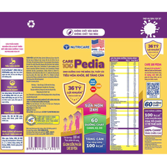 Lốc 4 hộp sữa bột pha sẵn Care 100 Pedia 110ml