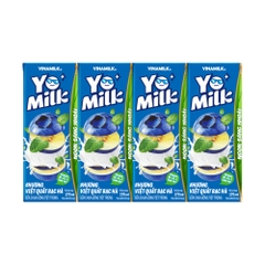Lốc 4 hộp sữa chua uống tiệt trùng Vinamilk Yomilk hương dâu/cam/việt quất bạc hà 170ml