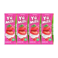 Lốc 4 hộp sữa chua uống tiệt trùng Vinamilk Yomilk hương dâu/cam/việt quất bạc hà 170ml