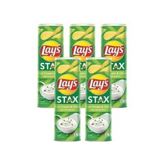 Lốc 5 hộp snack khoai tây Lay's Stax vị kem chua hành 100g