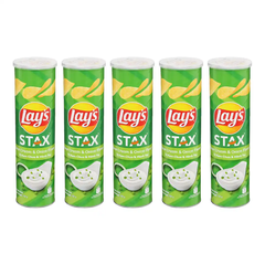 Lốc 5 hộp snack khoai tây Lay's Stax vị kem chua hành 150g