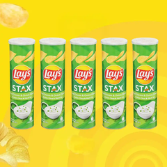 Lốc 5 hộp snack khoai tây Lay's Stax vị kem chua hành 150g