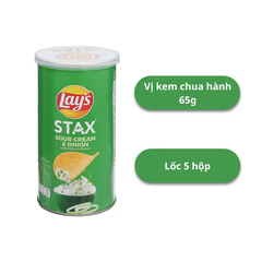 Lốc 5 hộp snack khoai tây Lay's Stax vị kem chua hành 65g
