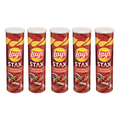 Lốc 5 hộp snack khoai tây Lay's Stax vị thịt nướng BBQ 100g