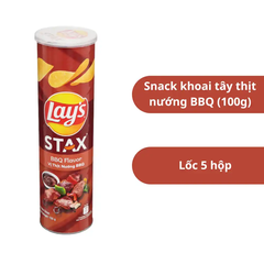 Lốc 5 hộp snack khoai tây Lay's Stax vị thịt nướng BBQ 100g