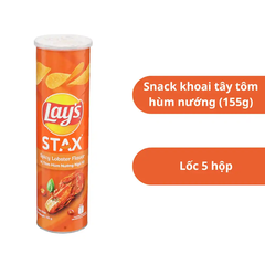 Lốc 5 hộp snack khoai tây Lay's Stax vị tôm hùm nướng 155g