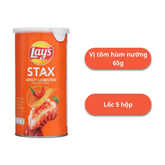 Lốc 5 hộp snack khoai tây Lay's Stax vị tôm hùm nướng 65g