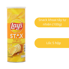 Lốc 5 hộp snack khoai tây Lay's Stax vị tự nhiên 100g