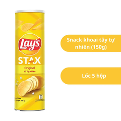 Lốc 5 hộp snack khoai tây Lay's Stax vị tự nhiên 150g