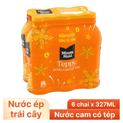 Lốc 6 chai nước cam có tép Teppy Minute Maid 327ml