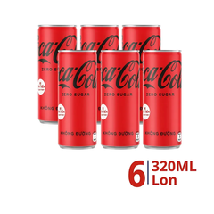 Lốc 6 chai nước ngọt Coca Cola zero sugar 320ml