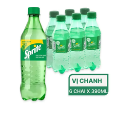 Lốc 6 chai nước ngọt Sprite chanh 390ml