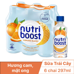 Lốc 6 chai sữa trái cây Nutriboost cam mật ong 297ml