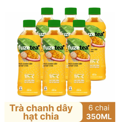 Lốc 6 chai trà chanh dây và hạt chia Fuzetea+ 350ml