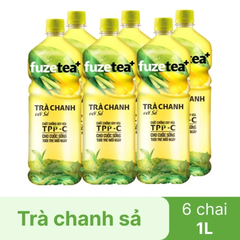 Lốc 6 chai trà chanh sả Fuzetea+ 1L