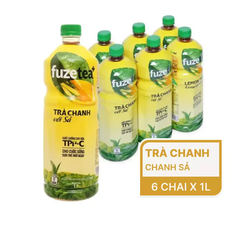 Lốc 6 chai trà chanh sả Fuzetea+ 1L