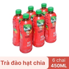 Lốc 6 chai trà đào và hạt chia Fuzetea+ 350ml
