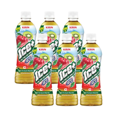 Lốc 6 chai trà trái cây đông kết -18 độ C Kirin Ice+ vị đào/táo/kiwi 490ml