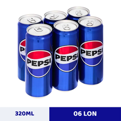 Lốc 6 lon nước ngọt có gaz Pepsi Cola 320ml