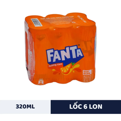 Lốc 6 lon nước ngọt Fanta cam 320ml