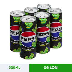 Lốc 6 lon nước ngọt Pepsi không calo vị chanh 320ml