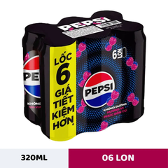 Lốc 6 lon nước  ngọt Pepsi không calo vị phúc bồn tử 320ml