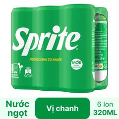 Lốc 6 lon nước ngọt Sprite chanh 320ml