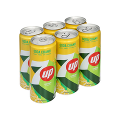 Lốc 6 lon nước soda 7Up chanh 320ml