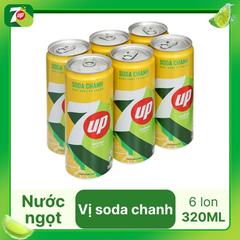 Lốc 6 lon nước soda 7Up chanh 320ml