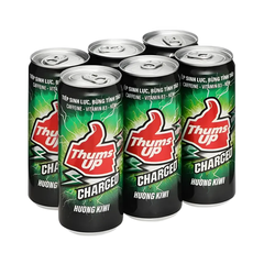 Lốc 6 lon nước tăng lực Thums Up Charged hương kiwi 320ml