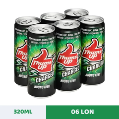 Lốc 6 lon nước tăng lực Thums Up Charged hương kiwi 320ml