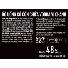 Lốc 6 lon nước uống có cồn -196 vodka voda vị chanh 320ml