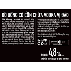 Lốc 6 lon nước uống có cồn -196 vodka voda vị đào 320ml