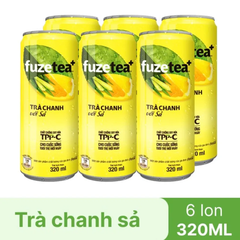 Lốc 6 lon trà chanh sả Fuzetea+ 320ml