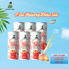 Lốc 6 lon trà Greentime hương đào sả 320ml
