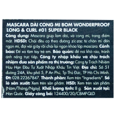 Mascara B.O.M làm dày và cong mi 01 màu đen 8g (nắp bạc)