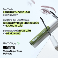 Mascara Glamrr Q làm cong, dài mi, lâu trôi, thuần chay 7g