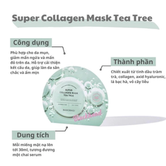 Mặt nạ Banobagi Super Collagen - bổ sung vitamin c làm sáng da/cải thiện nếp nhăn/tràm trà giảm mụn đầu đen 30g
