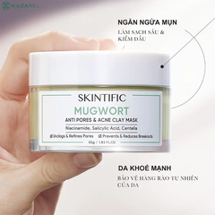 Mặt nạ đất sét Skintific Ngải Cứu cấp ẩm, giảm mụn 55g