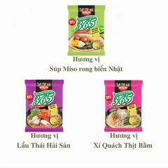 Mì Nissin 365 vị xí quách thịt bằm/lẩu Thái hải sản/súp Miso rong biển Nhật gói 64g/66g/68g