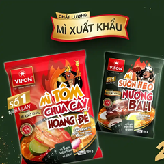 Mì trộn xuất khẩu Vifon vị tôm chua cay hoàng đế/sườn heo nướng Bali gói 180g