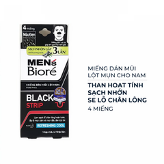 Miếng dán mũi lột mụn Bioré than hoạt tính/mát lạnh cho nam 4 miếng