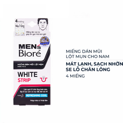 Miếng dán mũi lột mụn Bioré than hoạt tính/mát lạnh cho nam 4 miếng